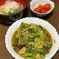 今日の晩ご飯（1470)：小松菜とサバ缶の炒め物