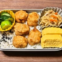 今日の手作り弁当（押麦ごはんの鶏唐揚げ弁当）（2025年7月7日）