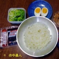 煮たまご・トマト・メンマ・さくらかいわれのせ戸田久のもりおか冷麺②