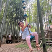 京都　大原野の竹林で『そうめん流し体験』