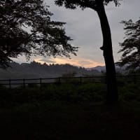 雨模様の夕日に