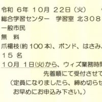 手芸講座１０月～楊枝花桶作り～参加者募集～