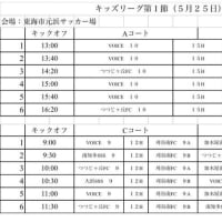 キッズリーグの試合日程（U10/U8）