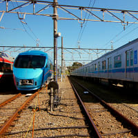 快晴・輝く・新鮮・青い車体