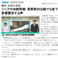 「川勝知事、退任のあいさつ」(読売新聞)　　　　　「長野県内でも地下水への影響懸念する声」(NHK)