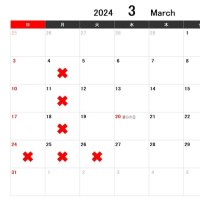 2024年3月　高倉店営業カレンダー
