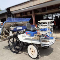 今年も、活躍してくれた田植機ーー綺麗に洗車して気持ちよさそう・・・来年まで夏冬眠してもらいます。