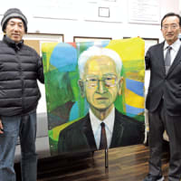 ジーン・カナモリ氏（ＮＰＯ敬老ＣＥＯ）が和田勇氏の肖像画、寄贈  新井氏（フリージャーナリスト）使者として届ける　〈2022年1月18日〉