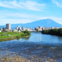 今朝の岩手山（明治橋→都南大橋→門→南大橋）と志和三山