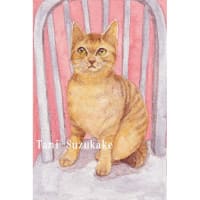 絵画販売・水彩画原画「猫と椅子」
