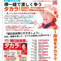 参議院選挙、投票用紙１枚目（選挙区）は「タカラさちか」、２枚目（比例代表）は「山城博治」　　