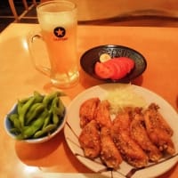 風来坊 伏見駅店　手羽先唐揚＋豚角煮＋トマトスライス＋枝豆＋出し巻き玉子＋白身づけ茶漬け