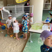 【ひよこ組・ぱんだ組】しゃぼん玉・水遊びをしたよ🫧