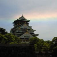 大阪城に虹