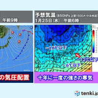 24日〜大寒波襲来　日本海側は1メートル超えの降雪も　西日本や東海も積雪のおそれ