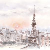 テレビ塔と夕陽