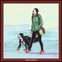 Walking with her dog 6438／犬とお散歩 
