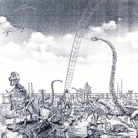 恐竜を描いた建築イラスト