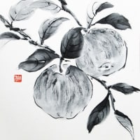 水墨画「葡萄」 - 里山悠々録