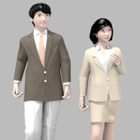 建築パース添景　BLENDER作成　3D人物　