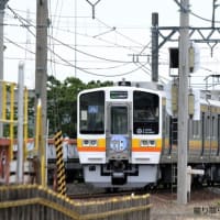 三岐鉄道 保々１号踏切(2025.5.18) 旧ＪＲ東海 クモハ５１０１、旧西武 クモハ８５１、赤電復刻塗装 クモハ８０３ 並び