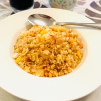 鮭チャーハンの朝食