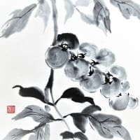 水墨画「ミディトマト」（Mr.浅野のけっさく）