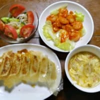 6/17　ばんごはん　餃子、エビチリ