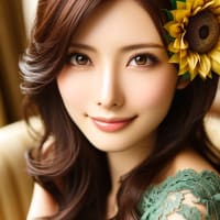 "Graceful Elegance: Portrait of a Young Japanese Woman with Sunflowers."