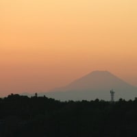 印旛沼の落日と逆茜富士