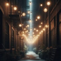 自作のメロディー、風景画像(路地の外灯)