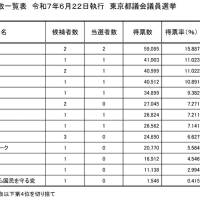 都議会議員選挙2025「候補者別得票一覧」と「党派別得票一覧」