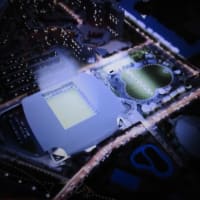 新サッカースタジアム、広島市の中心部に建設中・・・最新鋭のスタジアム、Ｊ１サンフレッチェ広島のホームグラウンドになります