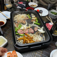 夜はバーべキュー。