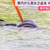 兵庫で池に普通乗用車が転落 高齢の男女２人が死亡