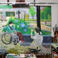 秋の公募展向けの絵「はい　チーズ」の制作開始です