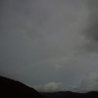 河口湖で富士山は見えなかったけど、虹が…