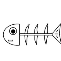 夜、帰宅した時にあった魚の骨　子どもと妻からのメーセージ