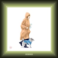 Walking with her dog (rainy day) 5596／犬と散歩（雨の日）