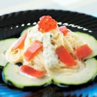 加賀太きゅうりとサーモンの冷製パスタ