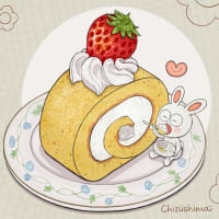 ロールケーキでおやつの時間ψ(*´ڡ`*)♡♪