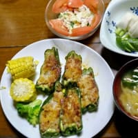 7/12　ばんごはん　ピーマン肉詰め