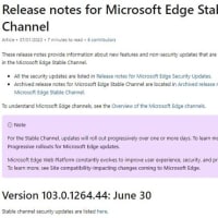 Microsoft Edge Stable チャンネルに バージョン 103.0.1264.44 が降りてきました。