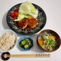 5月31日　野菜炒め＆豆腐ハンバーグ定食。