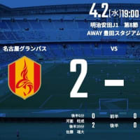 第８節 名古屋グランパス戦　19位です、暫定ですけど