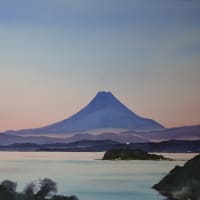 夕景の富士山を再度、描く。