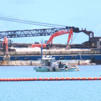 ６月１９日の大浦湾の様子／サンドコンパクションパイル船はまだ戻らず