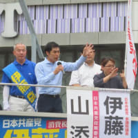 山添拓　伊藤岳の応援に南越谷駅で街頭演説