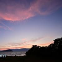 夕焼けの琵琶湖湖岸