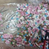港区立麻布小学校のみんなで作るグルーの桜壁画の仕込み